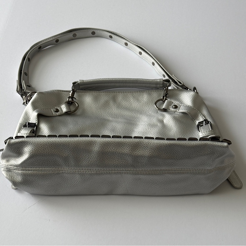 Silver Handbag with Studs Design |Shoulder Bag - Picture 6 of 11